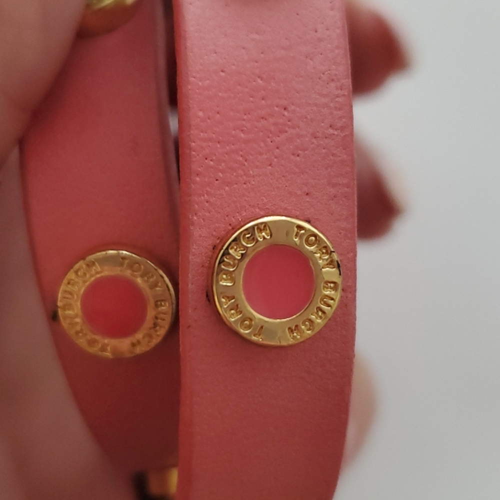 Tory Burch Pink Leather Wrap Bracelet with Gold Studs - Picture 2 of 3
